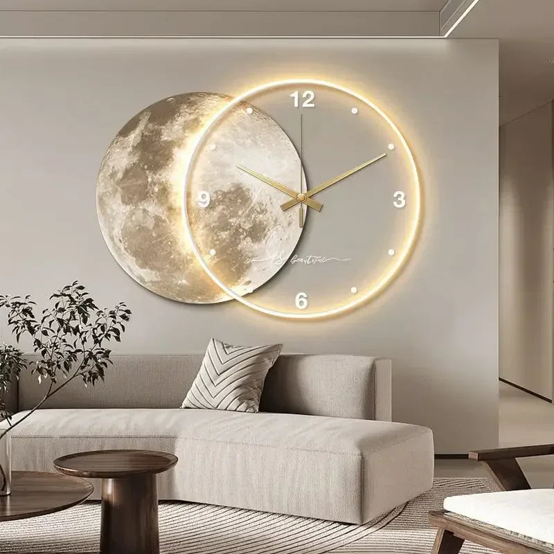 ZHUOLI Moon Earth Modeling LED Wall Clock With Silent Movement