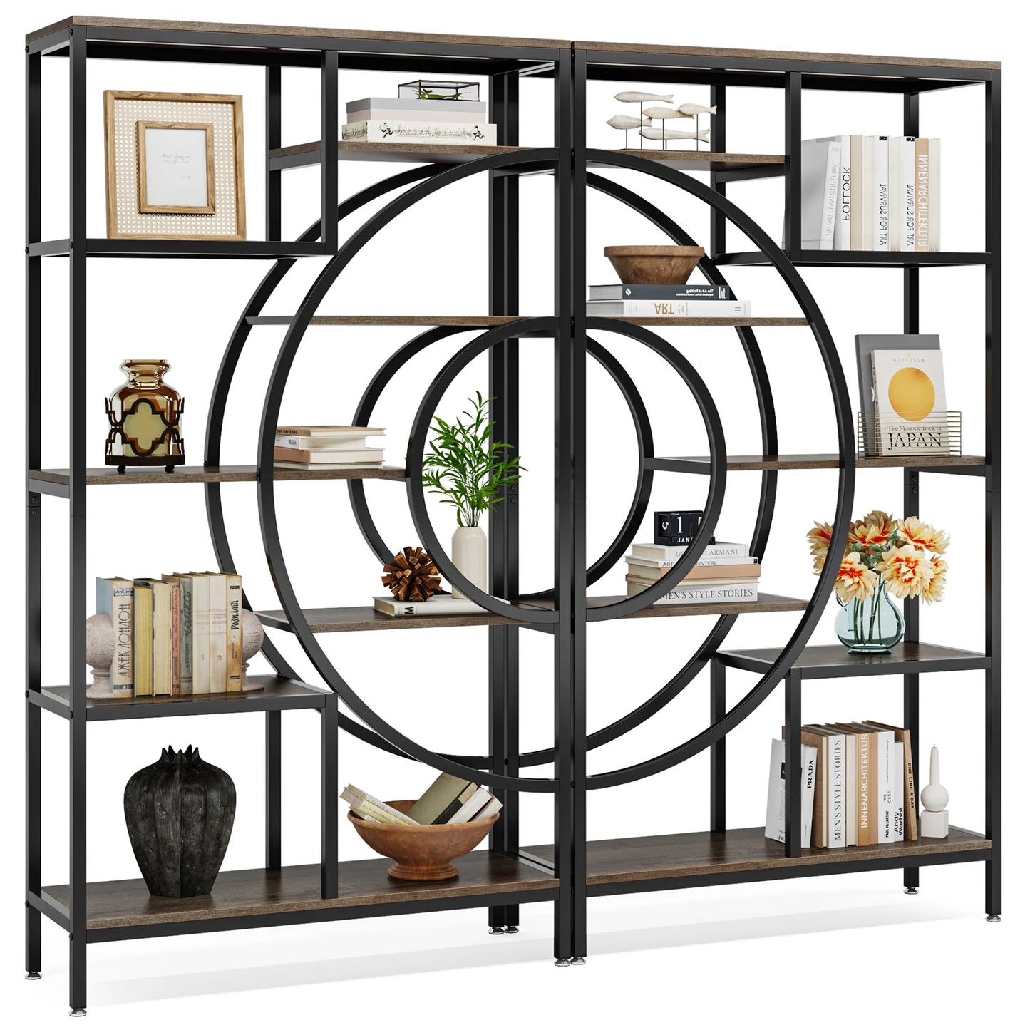 Tribesigns Industrial 5 Tier Etagere Bookcase Freestanding Organizer