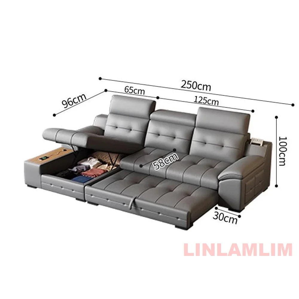 Linlamlim Electric Reclining Sectional Sofa Bed With Cup Holder