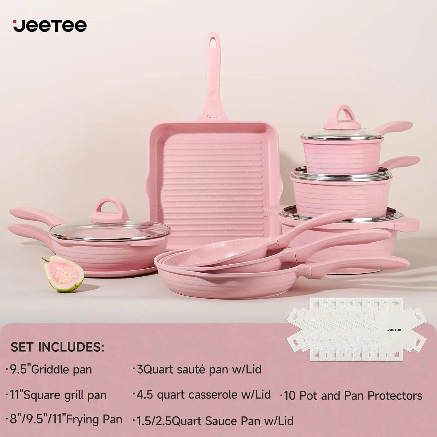 Nonstick 23-Piece Cookware Set Induction Safe Eco Friendly