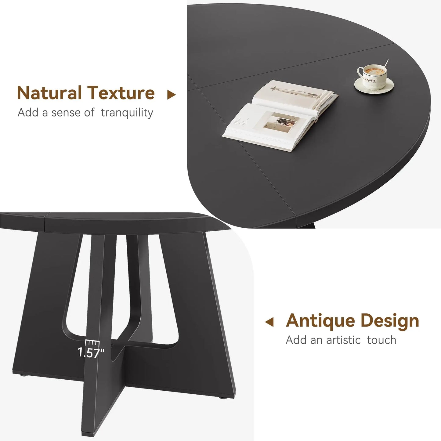Round Wooden Farmhouse Dining Table For Home Dining Rooms