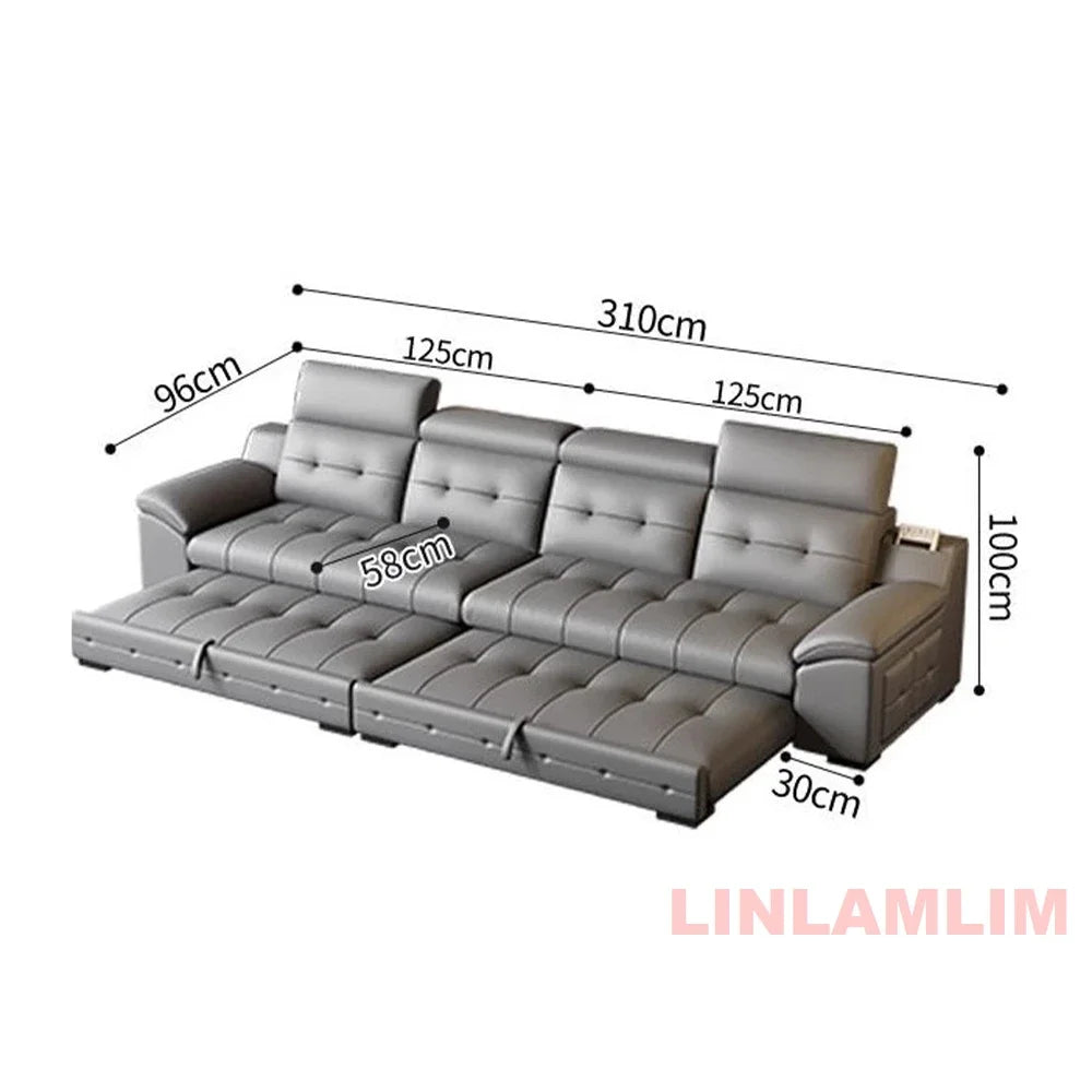 Linlamlim Electric Reclining Sectional Sofa Bed With Cup Holder