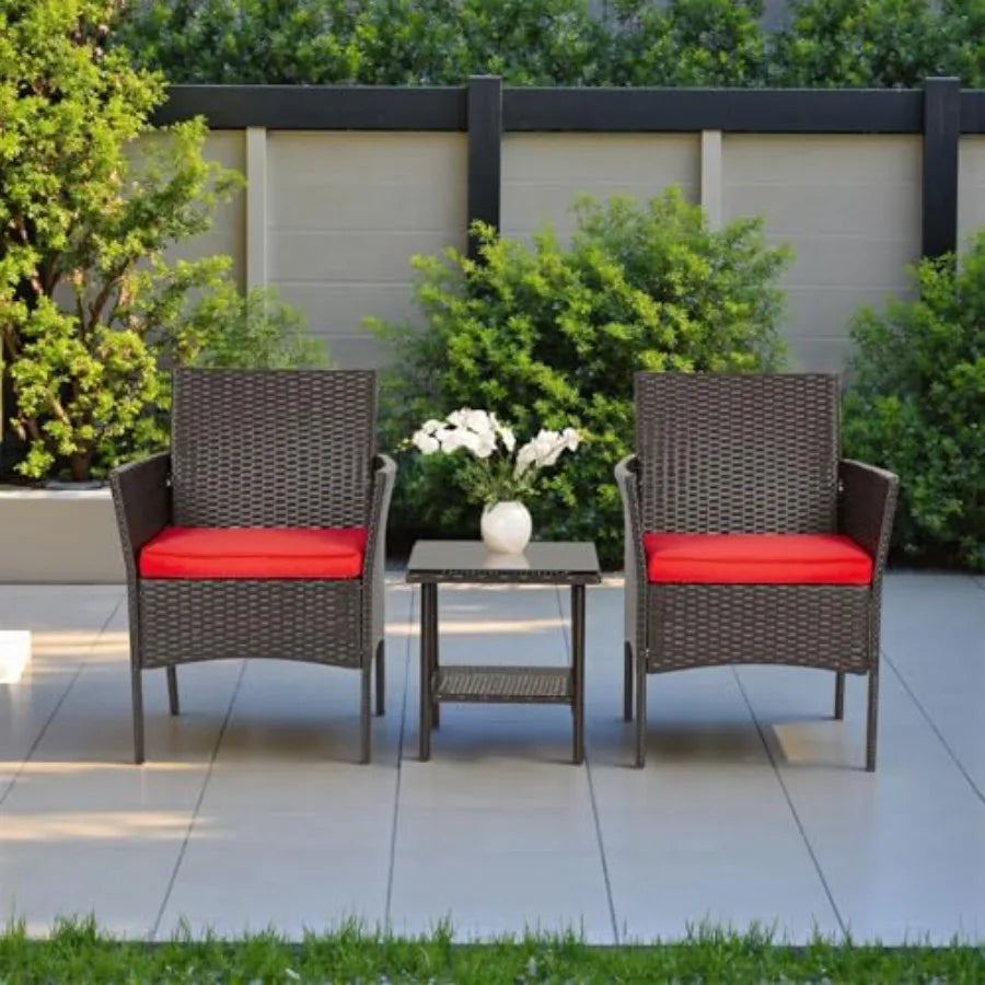 3-Piece Patio Set With Coffee Table Weather-Resistant Wicker