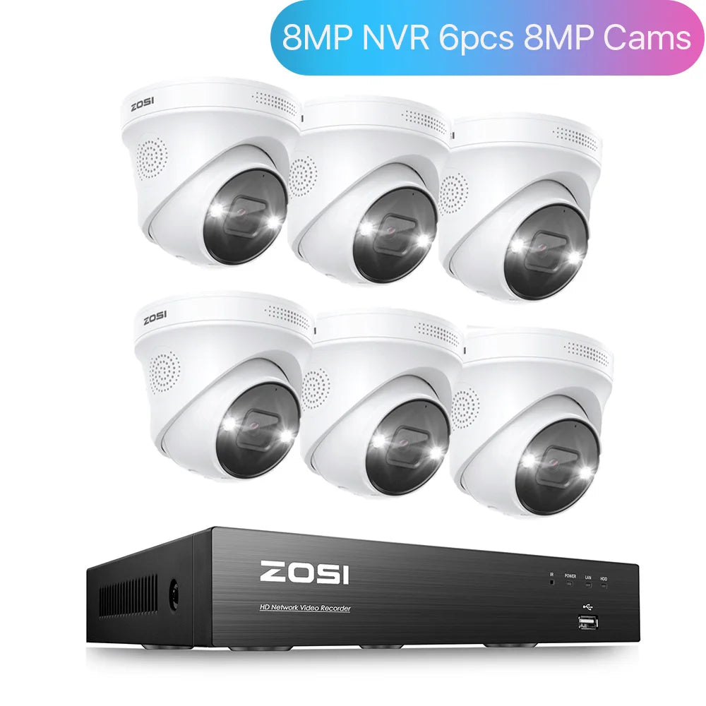 ZOSICTV 4K 8MP POE Surveillance Kit 8CH AI NVR System