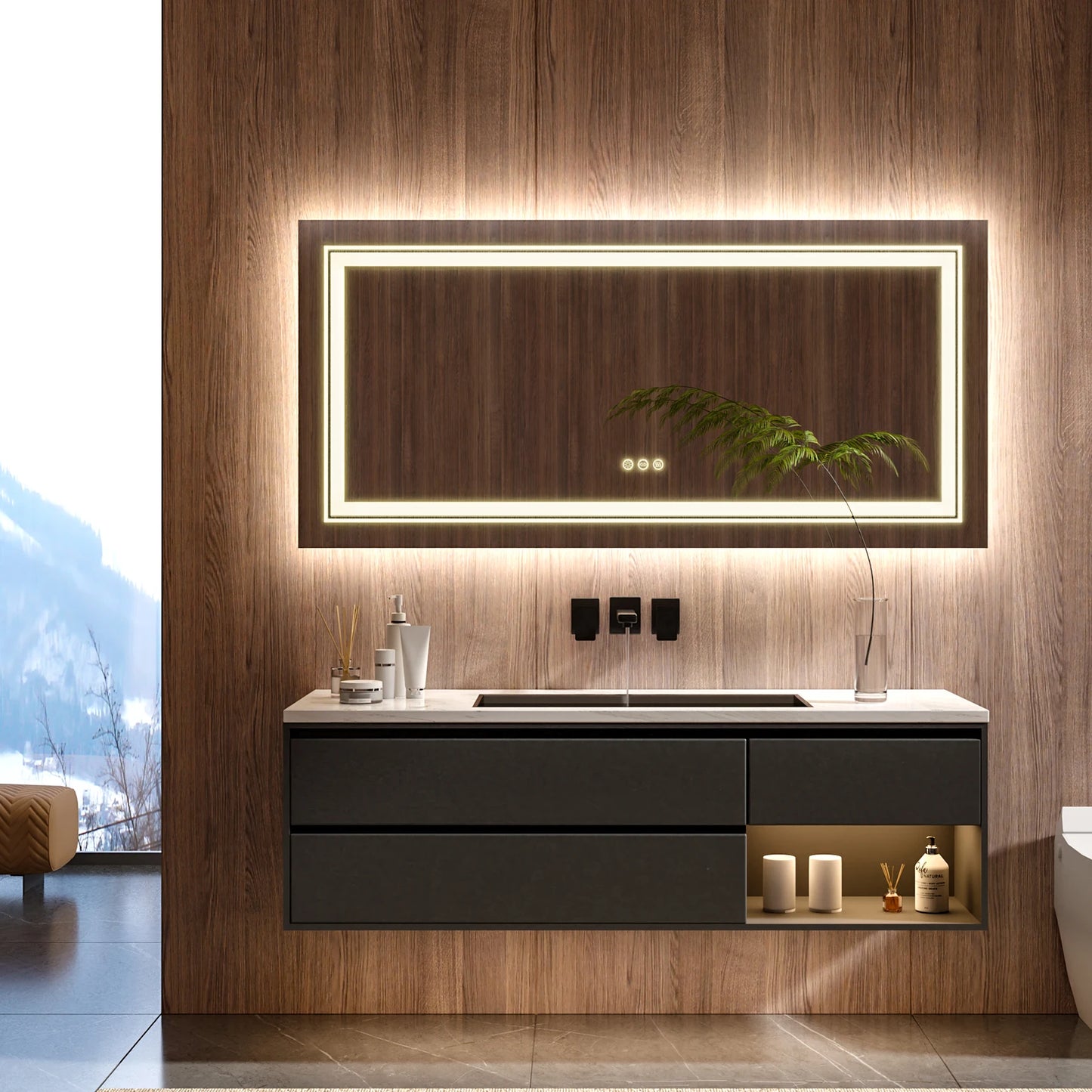 Wisfor LED Bathroom Mirror Front and Backlit Antifog Shatterproof Memory