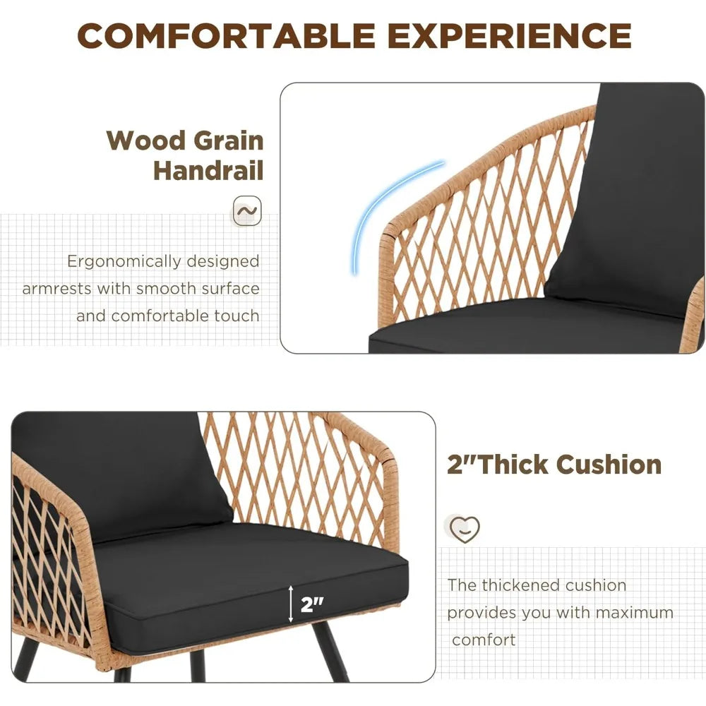 All-Weather Rattan Patio Dining Set With Removable Cushions Umbrella Hole