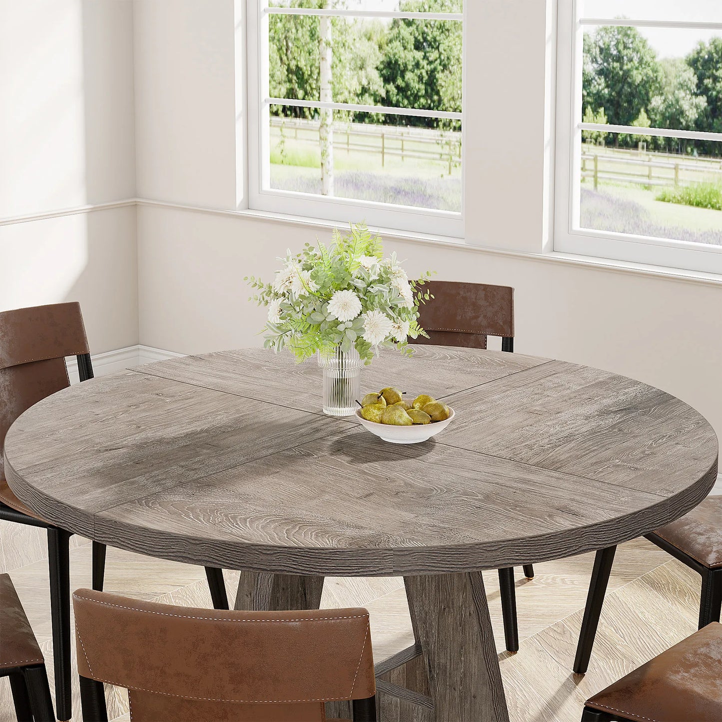 Tribesigns Round Dining Table For Four Farmhouse Kitchen