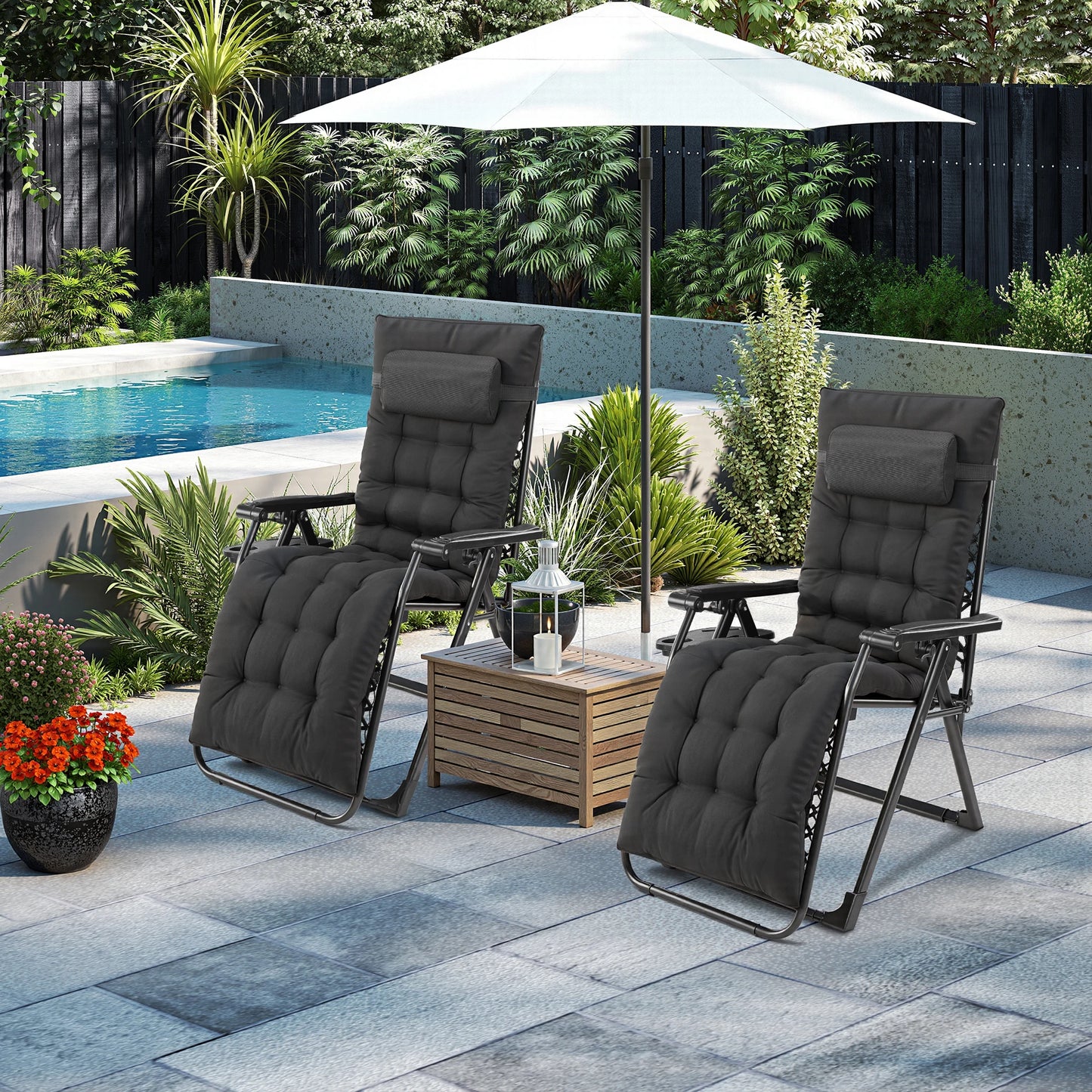 JHK Zero Gravity Recliner Folding Camping Lounge Chair Cup Holder