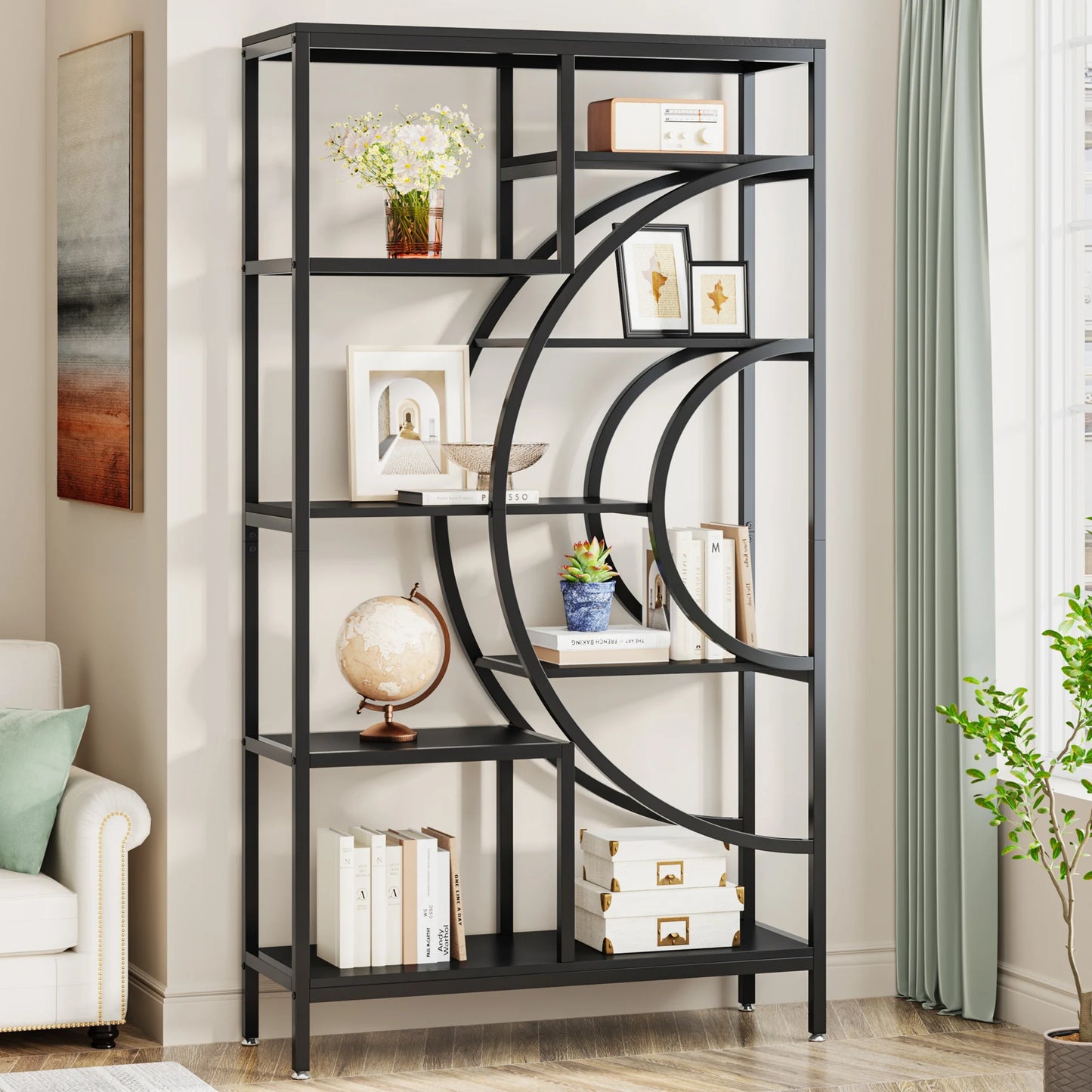 Tribesigns Industrial 5 Tier Etagere Bookcase Freestanding Organizer