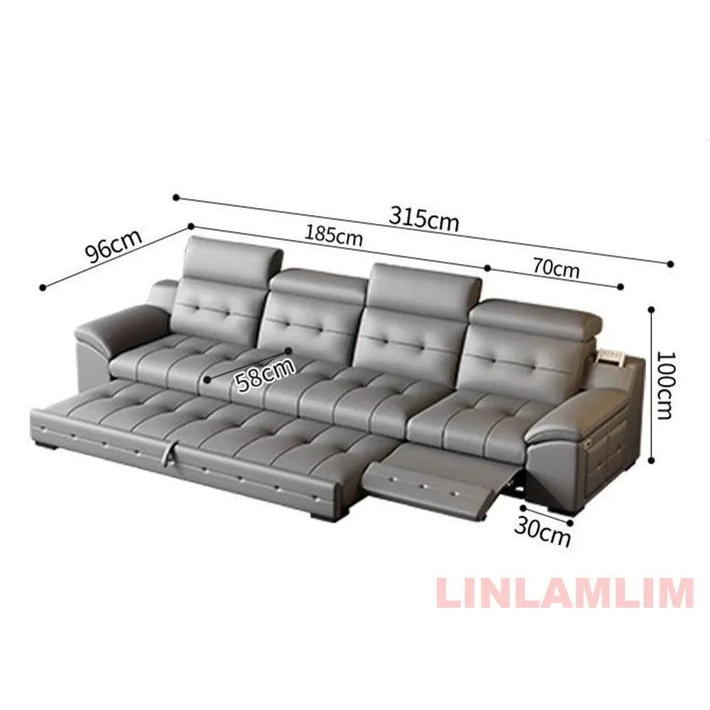 Linlamlim Electric Reclining Sectional Sofa Bed With Cup Holder