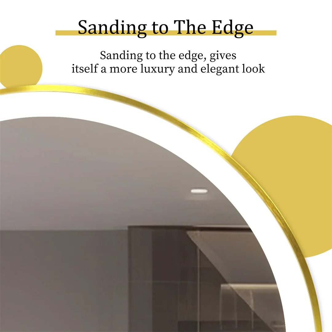 LUVODICRI Waterproof LED Bathroom Mirror With Defog 3 Color Dimming