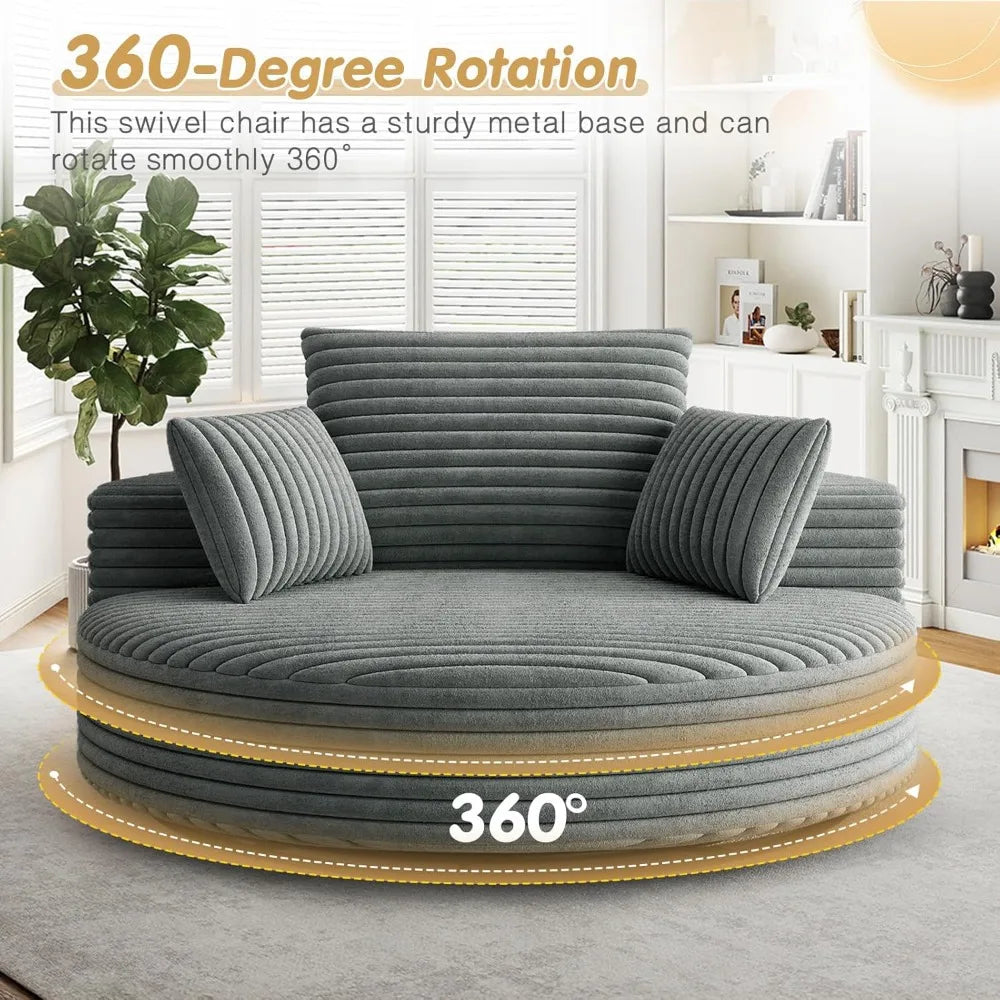 DAFIFY Round Swivel Barrel Chair Corduroy Upholstered Lounger