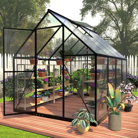 XMSJ Polycarbonate Greenhouse Walk In Outdoor Garden Shelter