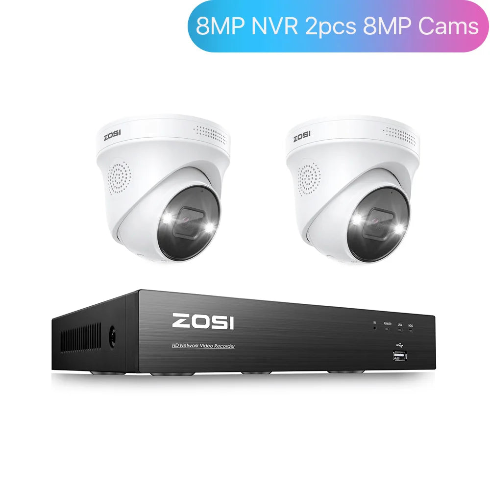 ZOSICTV 4K 8MP POE Surveillance Kit 8CH AI NVR System