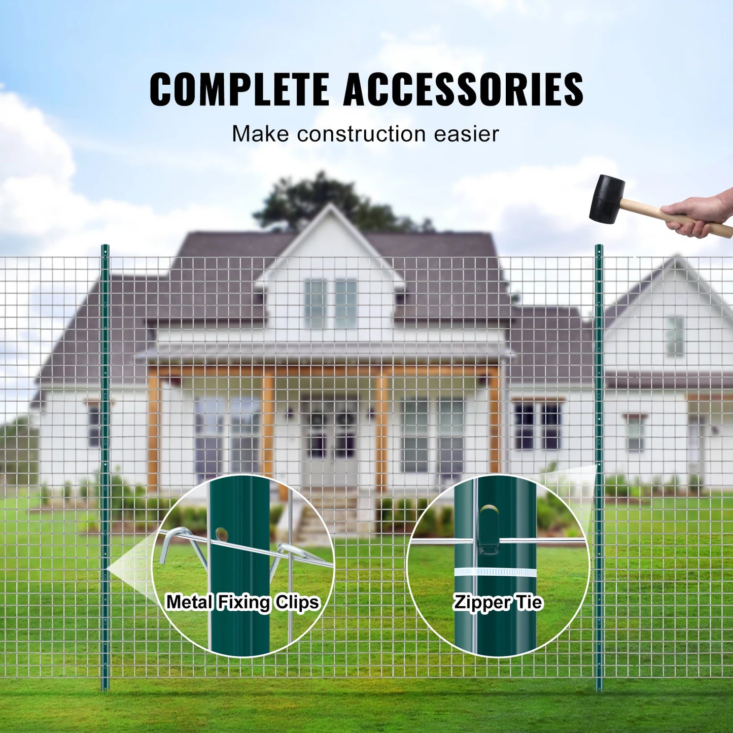 SucceBuy Heavy Duty Q235 Carbon Steel Fence Post Set Outdoor