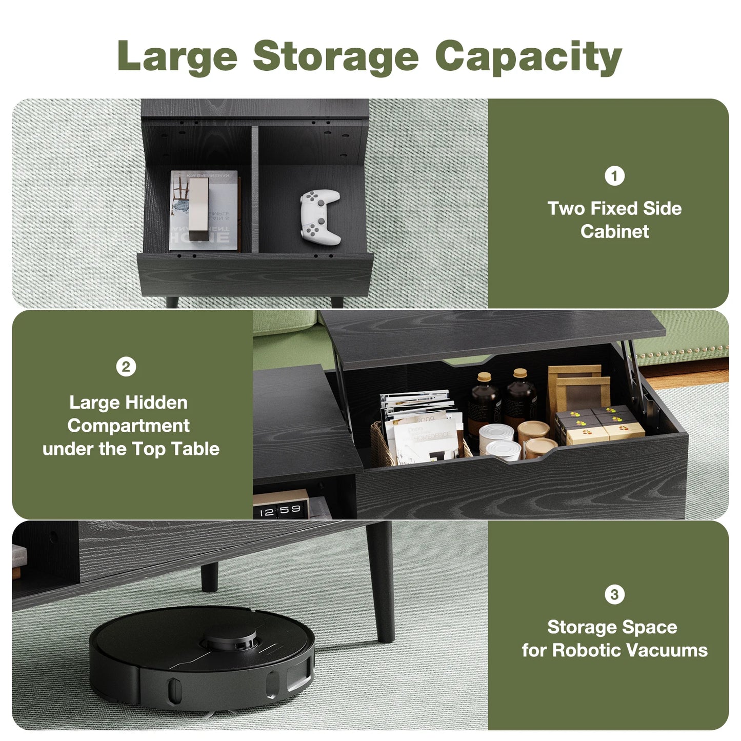 JHK Lift Top Coffee Table With Storage And Easy Lift