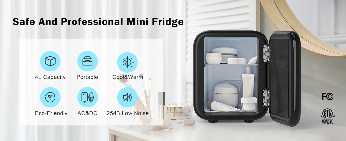 Crownful Mini Fridge for Beauty and Skincare Portable Car and Home