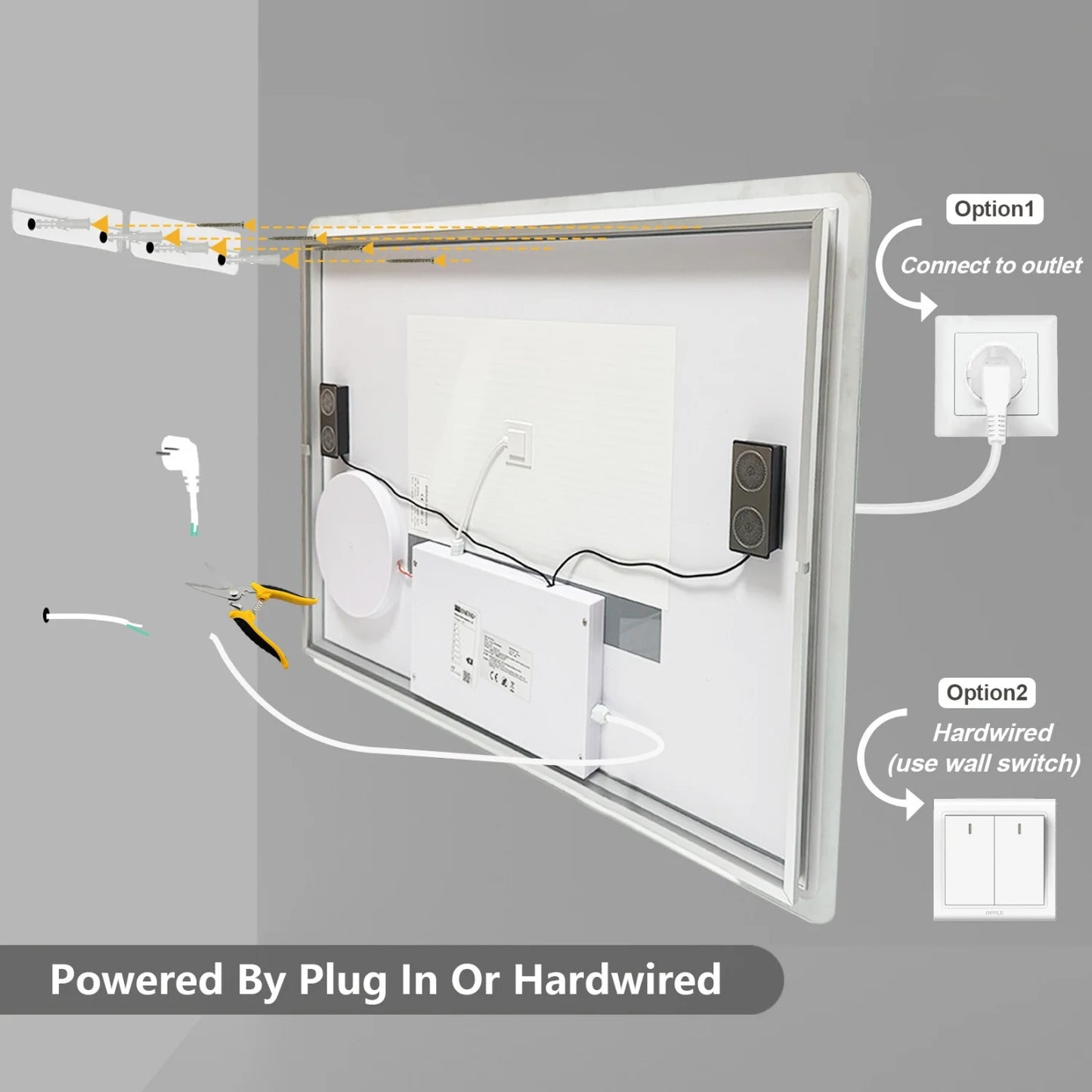 LED Bathroom Mirror With Bluetooth Dimmable Backlit Vanity 3X Magnifier