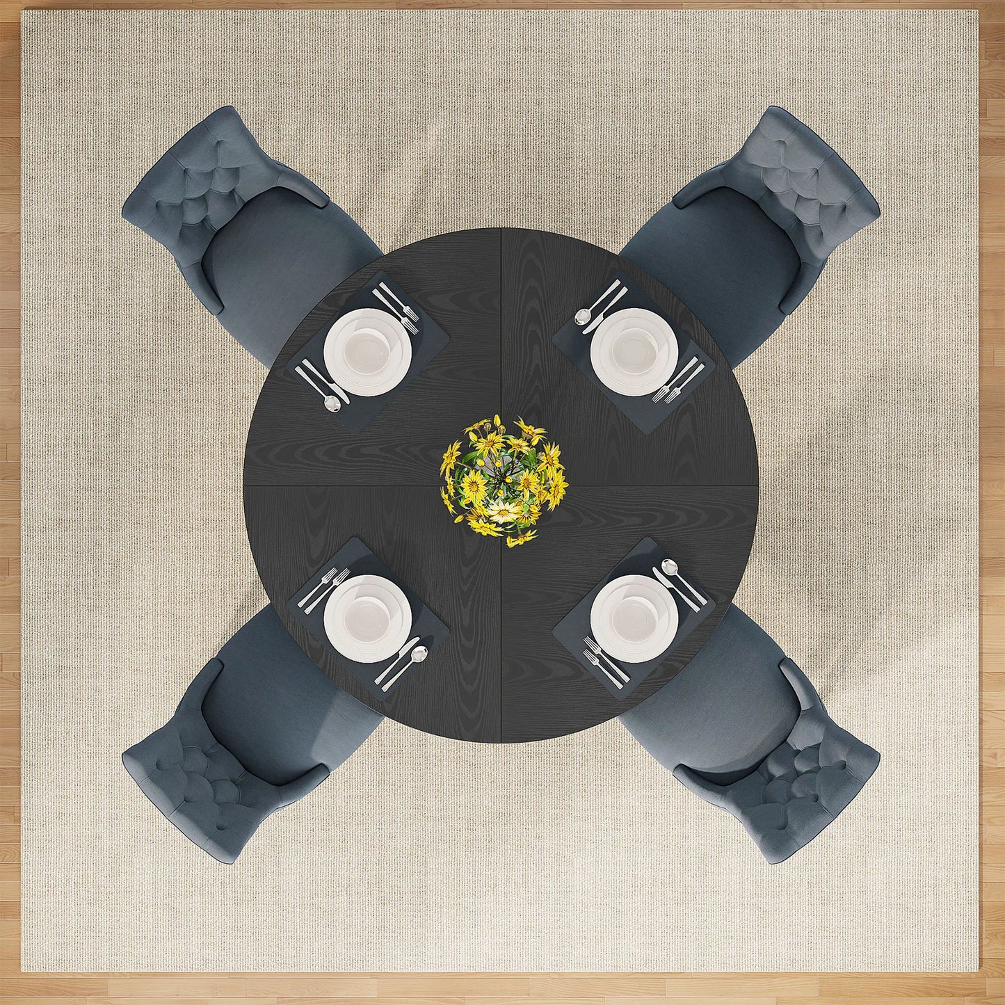 Tribesigns Round Dining Table For Four Farmhouse Kitchen
