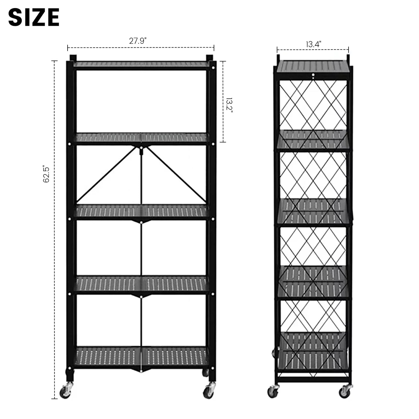 5 Tier Wheel Storage Shelving Unit Heavy Duty Metal Organizer