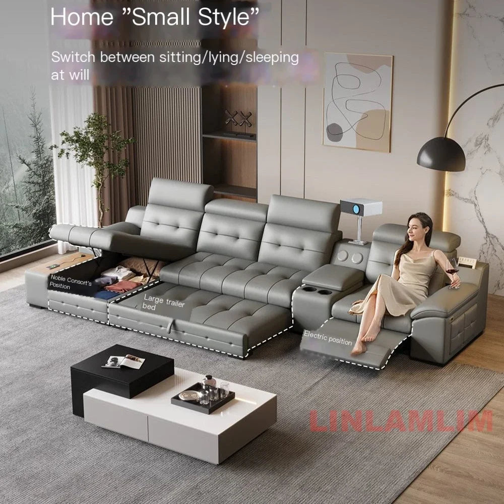 Linlamlim Electric Reclining Sectional Sofa Bed With Cup Holder