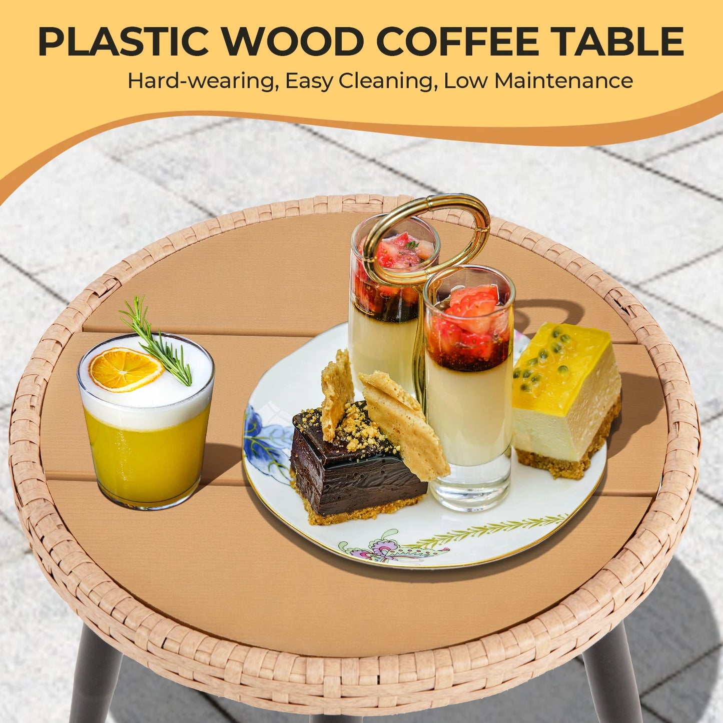 SEOGWISAM 5 Piece Patio Bistro Set All-Weather Wicker Rattan Ottoman