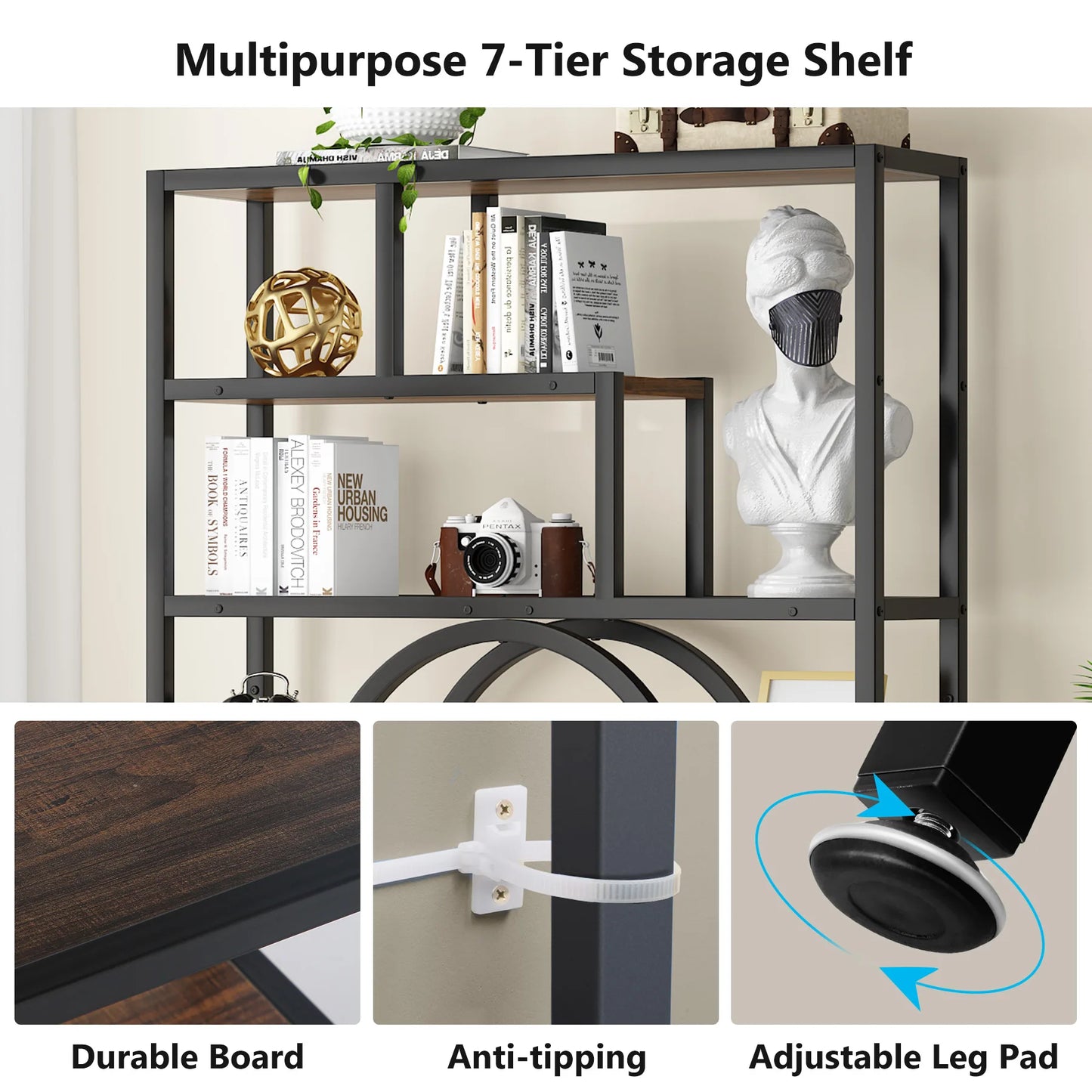 Tribesigns Industrial 5 Tier Etagere Bookcase Freestanding Organizer