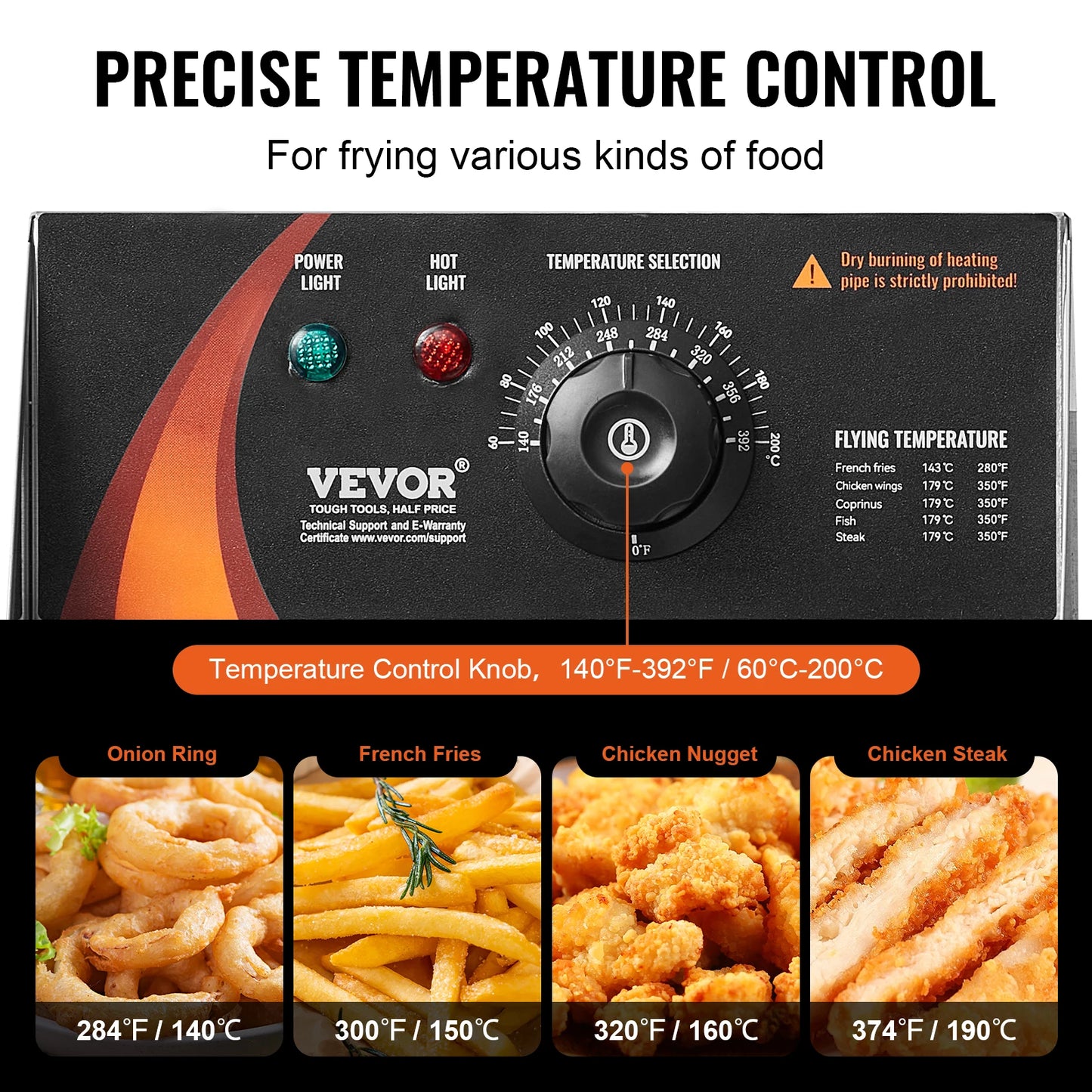 VEVOR Stainless Steel Commercial Deep Fryer 3000W Countertop Fryer
