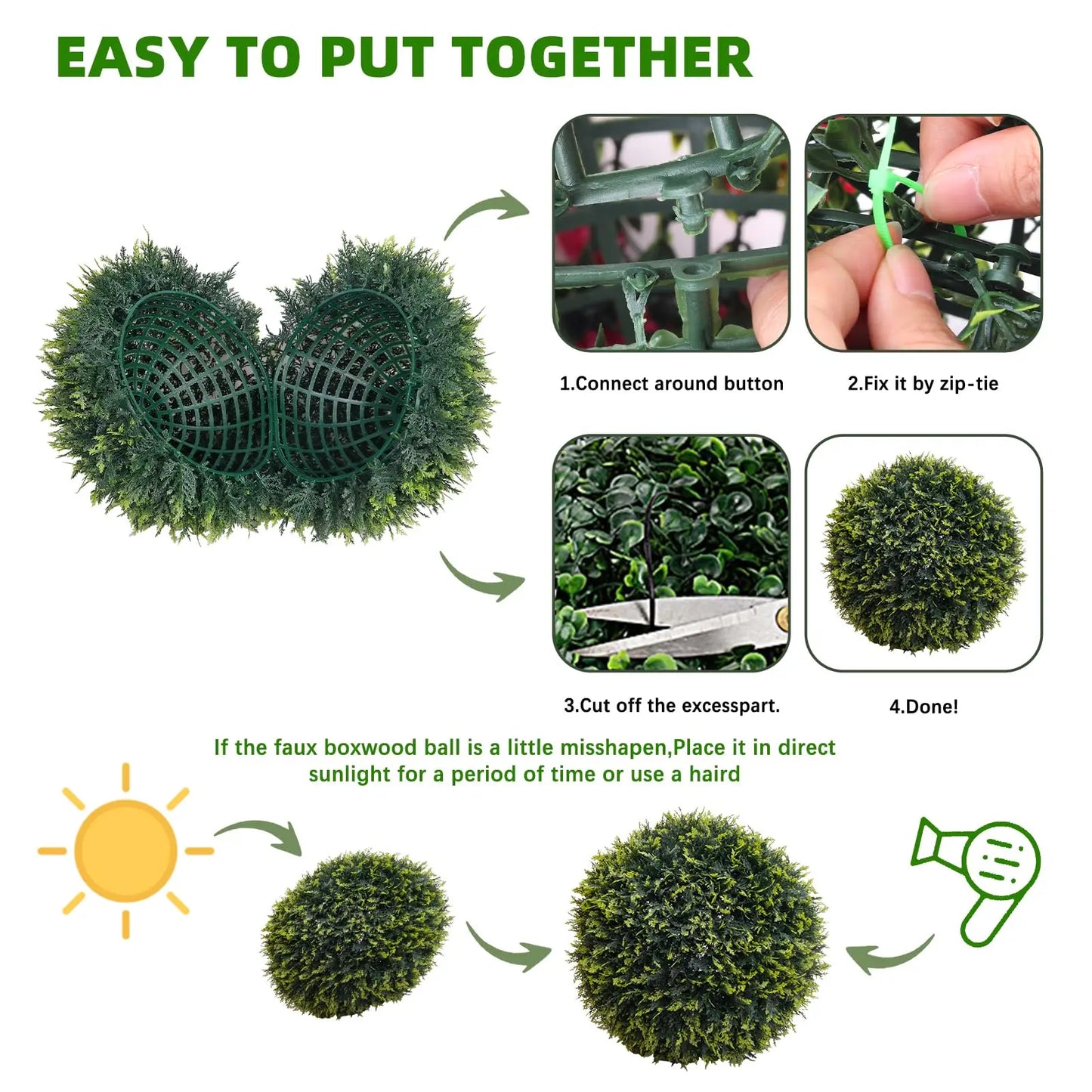 StudysetCN Artificial Topiary Balls Outdoor Set Of 2