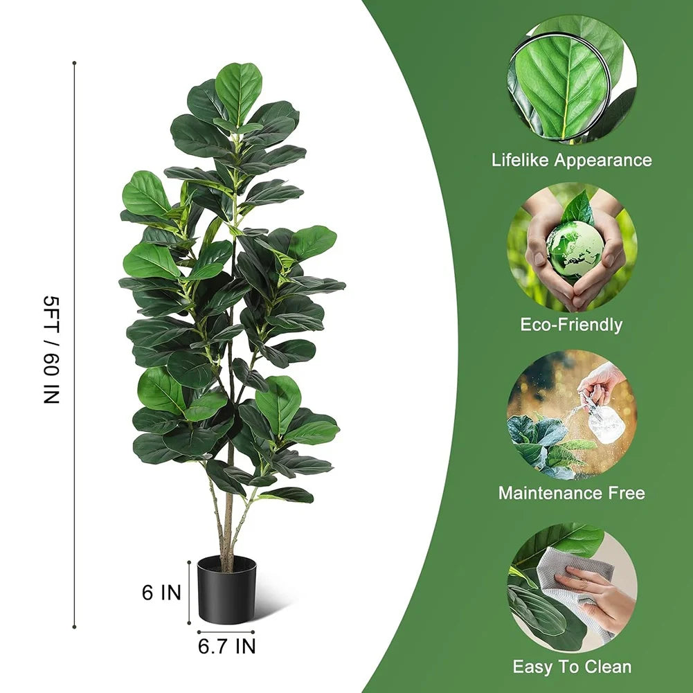 HiMISSCN Fiddle Leaf Fig Artificial Tree For Home Decor With Pot