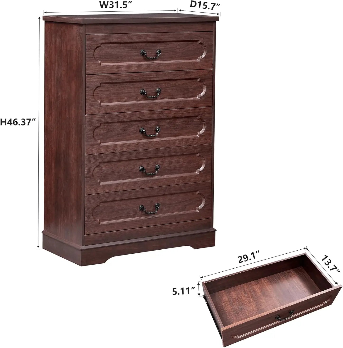 Farmhouse Cherry Wood Dresser Chest Of Drawers Rustic Style