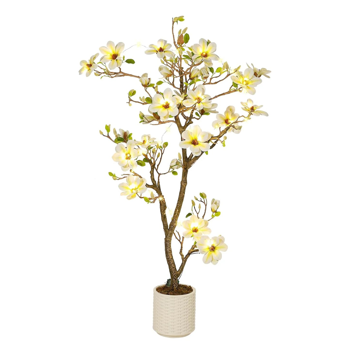 Artificial Magnolia Plant With LED Lights For Outdoor Patio Decor