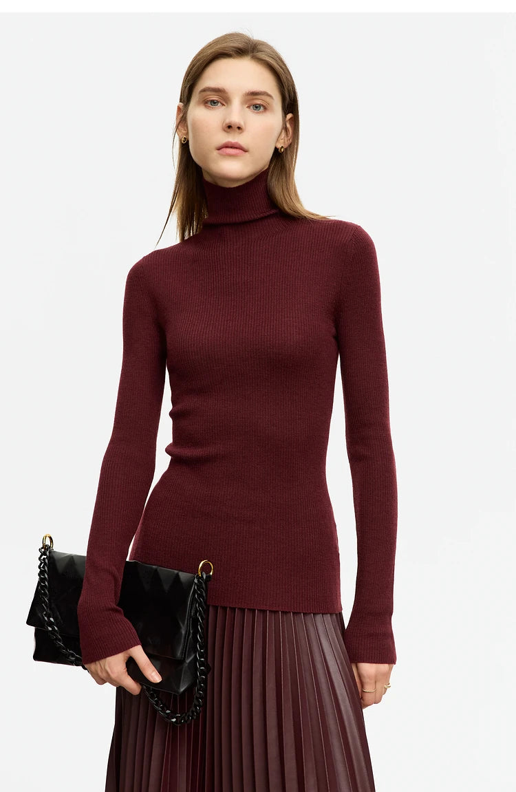 AMIICN Minimalism Women Sweater Slim Fit Turtleneck Warm Knit