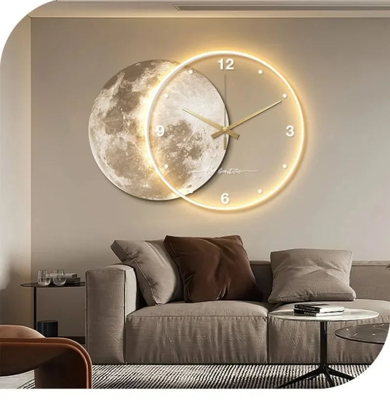 ZHUOLI Moon Earth Modeling LED Wall Clock With Silent Movement