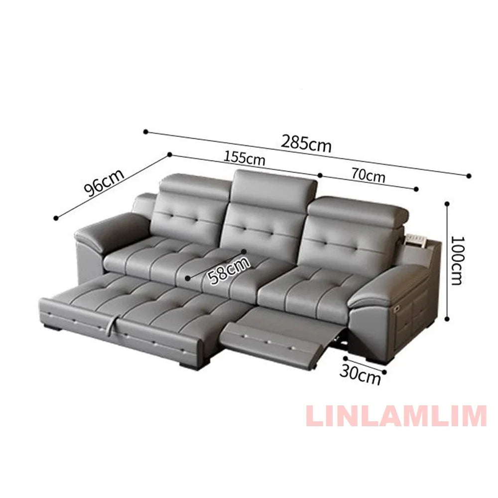 Linlamlim Electric Reclining Sectional Sofa Bed With Cup Holder