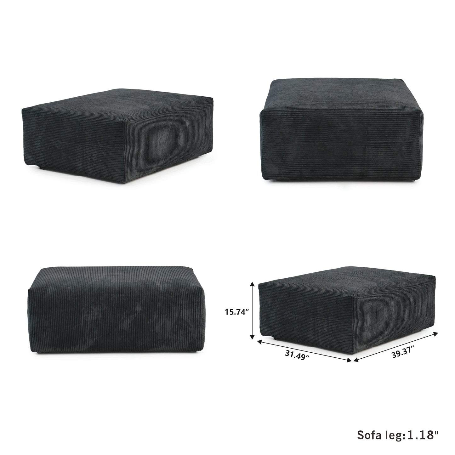 Sdorens Modern Corduroy L Shaped Sofa With Chaise And 4 Pillows