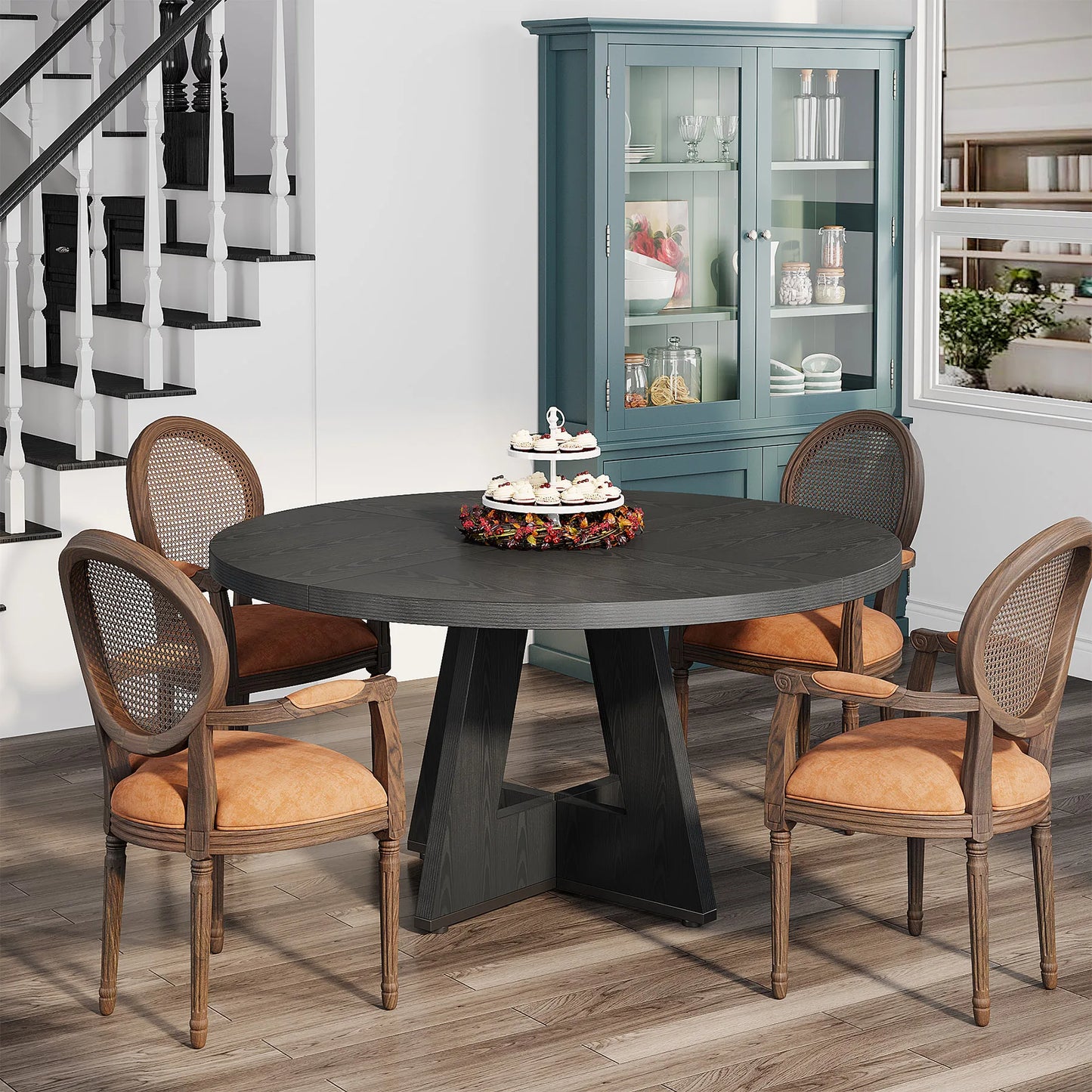 Tribesigns Round Dining Table For Four Farmhouse Kitchen