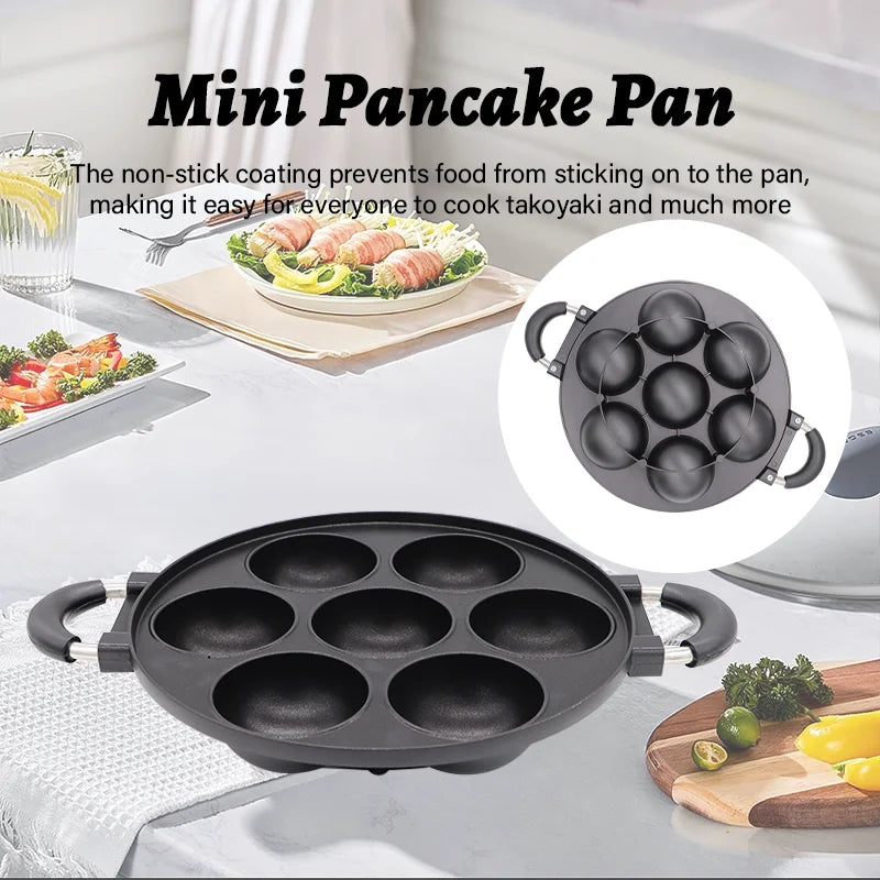 Cast Iron 7 Hole Omelette Pan Nonstick Cookware For Breakfast