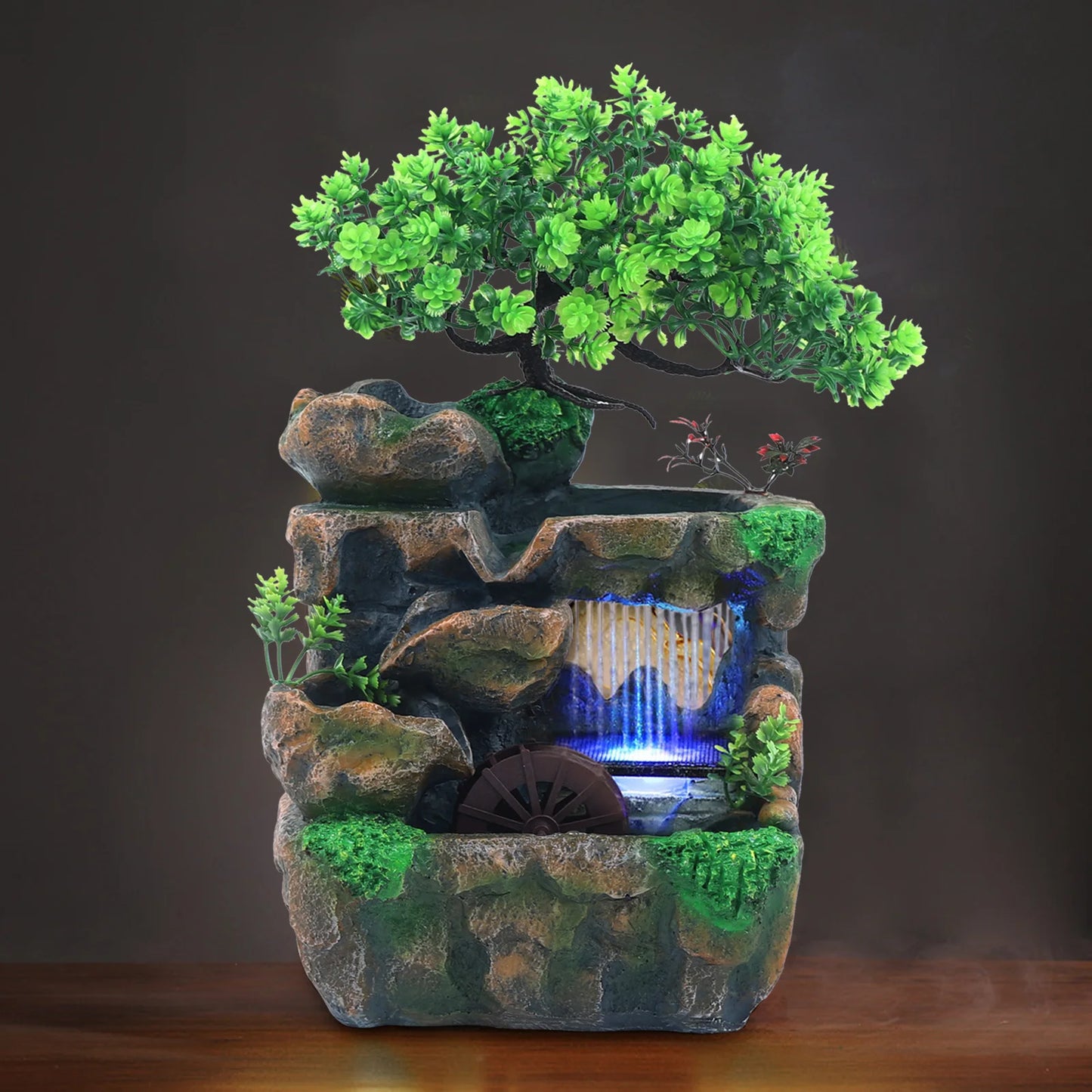 Indoor Desktop Fountain Waterfall Decor With Color Changing LED Lighting