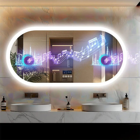 Borwart Oval LED Bathroom Mirror With Bluetooth And Anti Fog