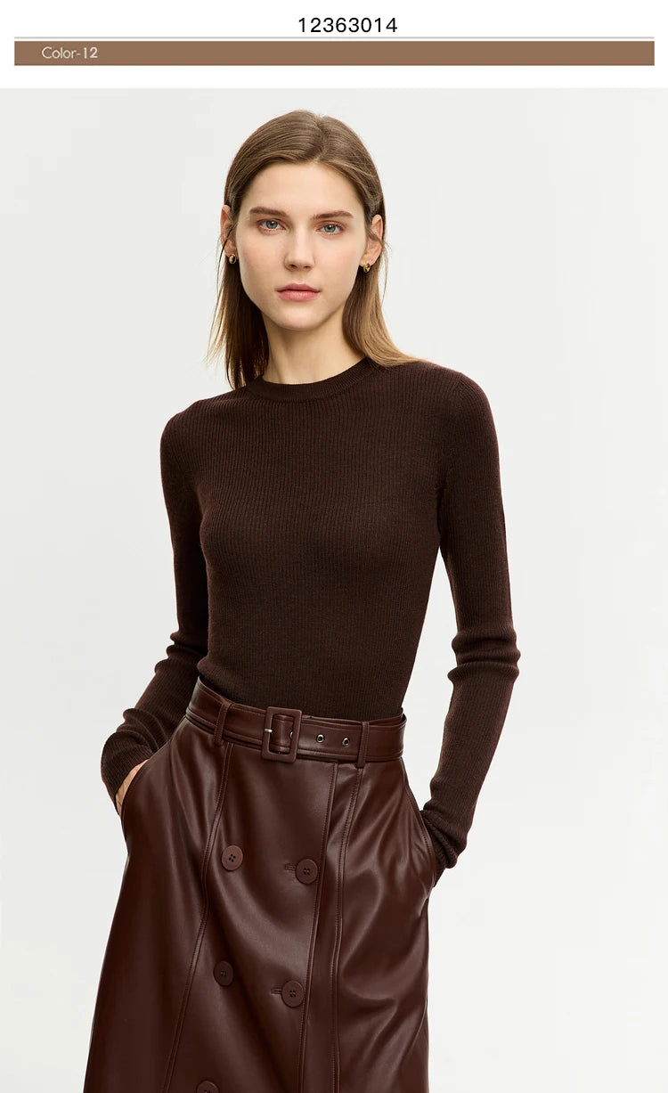 AMIICN Minimalism Women Sweater Slim Fit Turtleneck Warm Knit