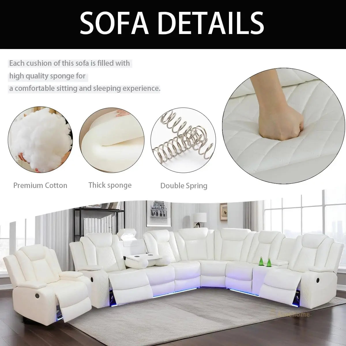 Reclining Sectional Sofa Set With Power Recliner And Storage Console