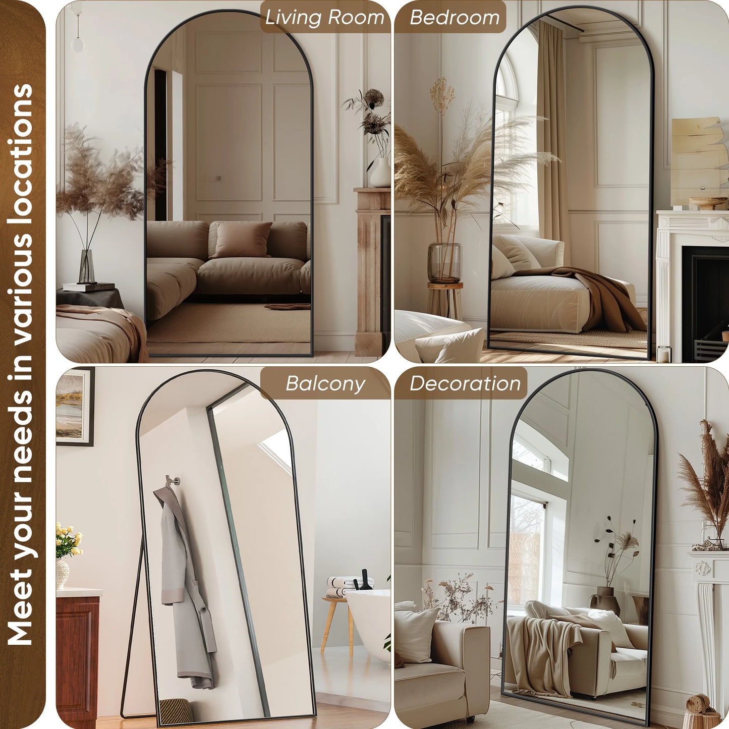 Antok Arch Floor Mirror Freestanding Full Body With Stand