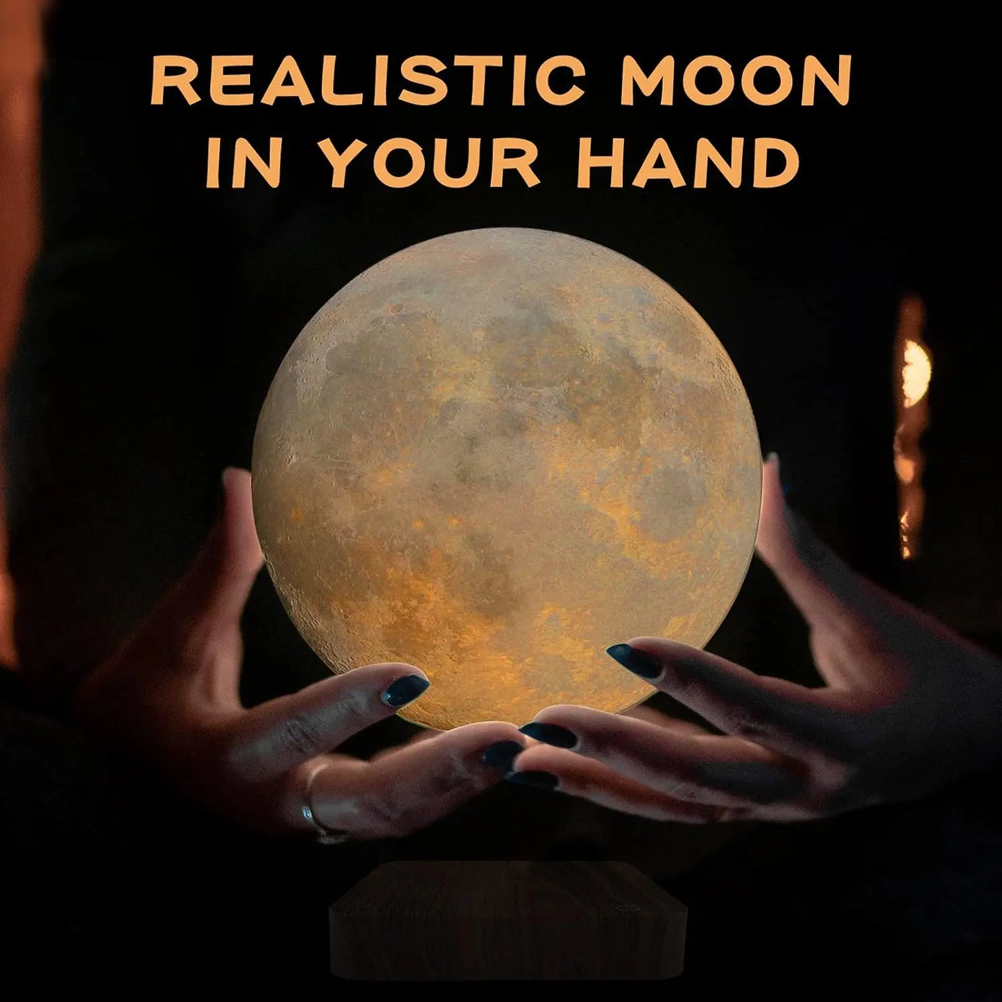 Mexllex Magnetic Floating Moon Lamp With Wooden Base 3-Temperature LED