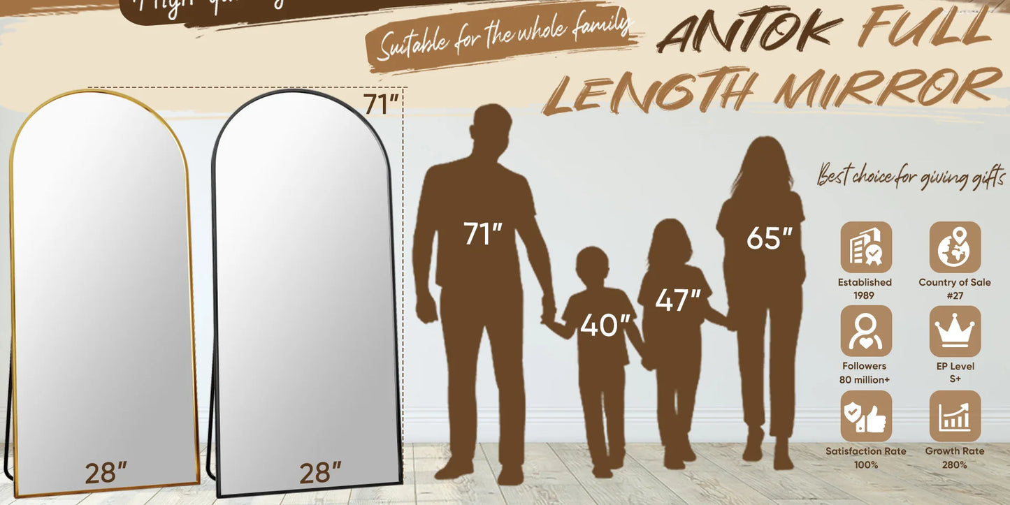 Antok Arch Floor Mirror Freestanding Full Body With Stand