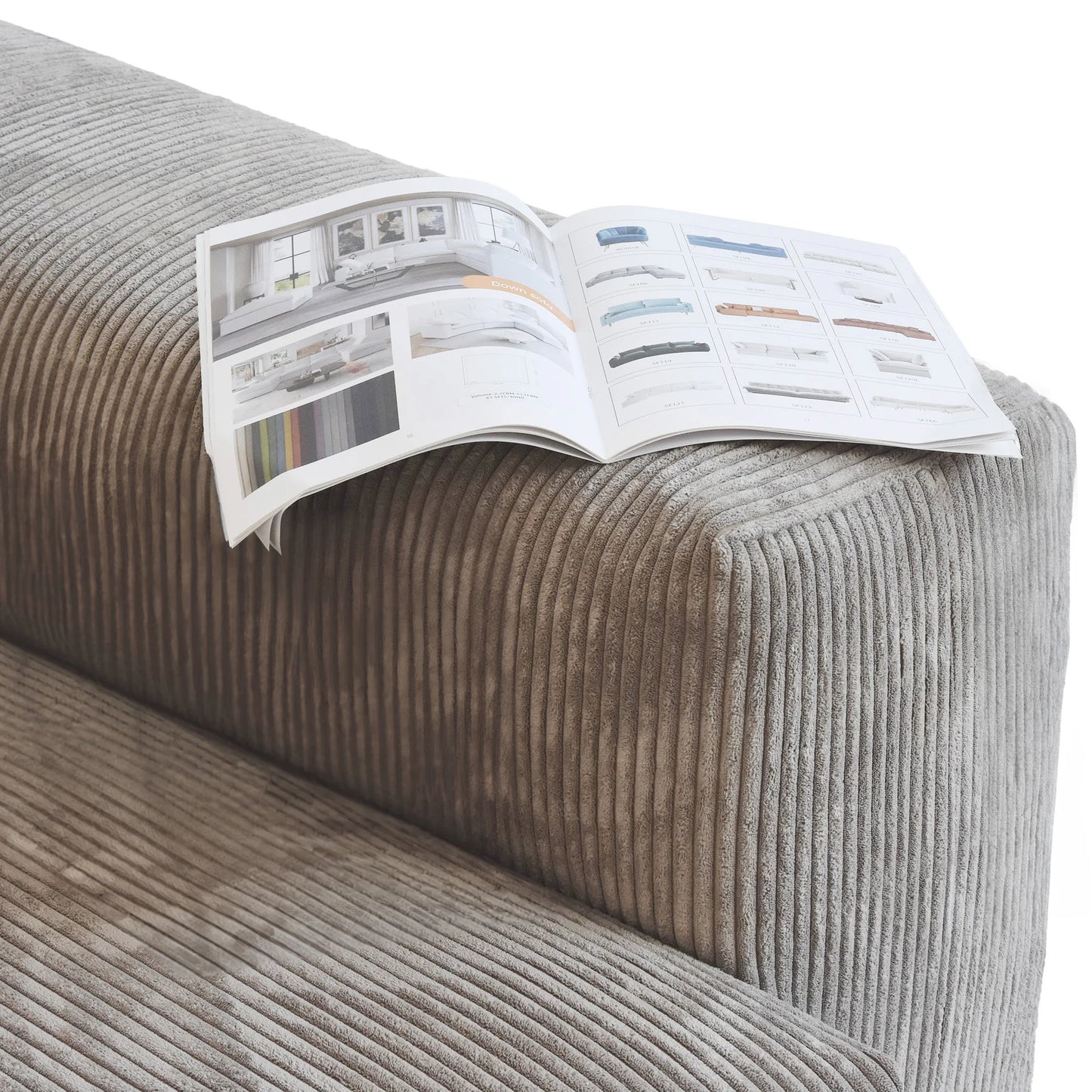 Sdorens Modern Corduroy L Shaped Sofa With Chaise And 4 Pillows