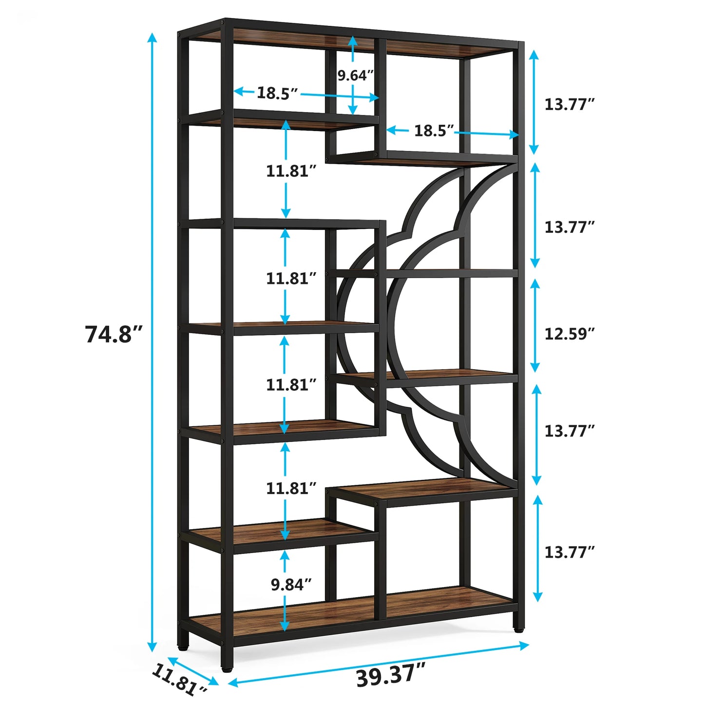 Tribesigns Industrial 5 Tier Etagere Bookcase Freestanding Organizer