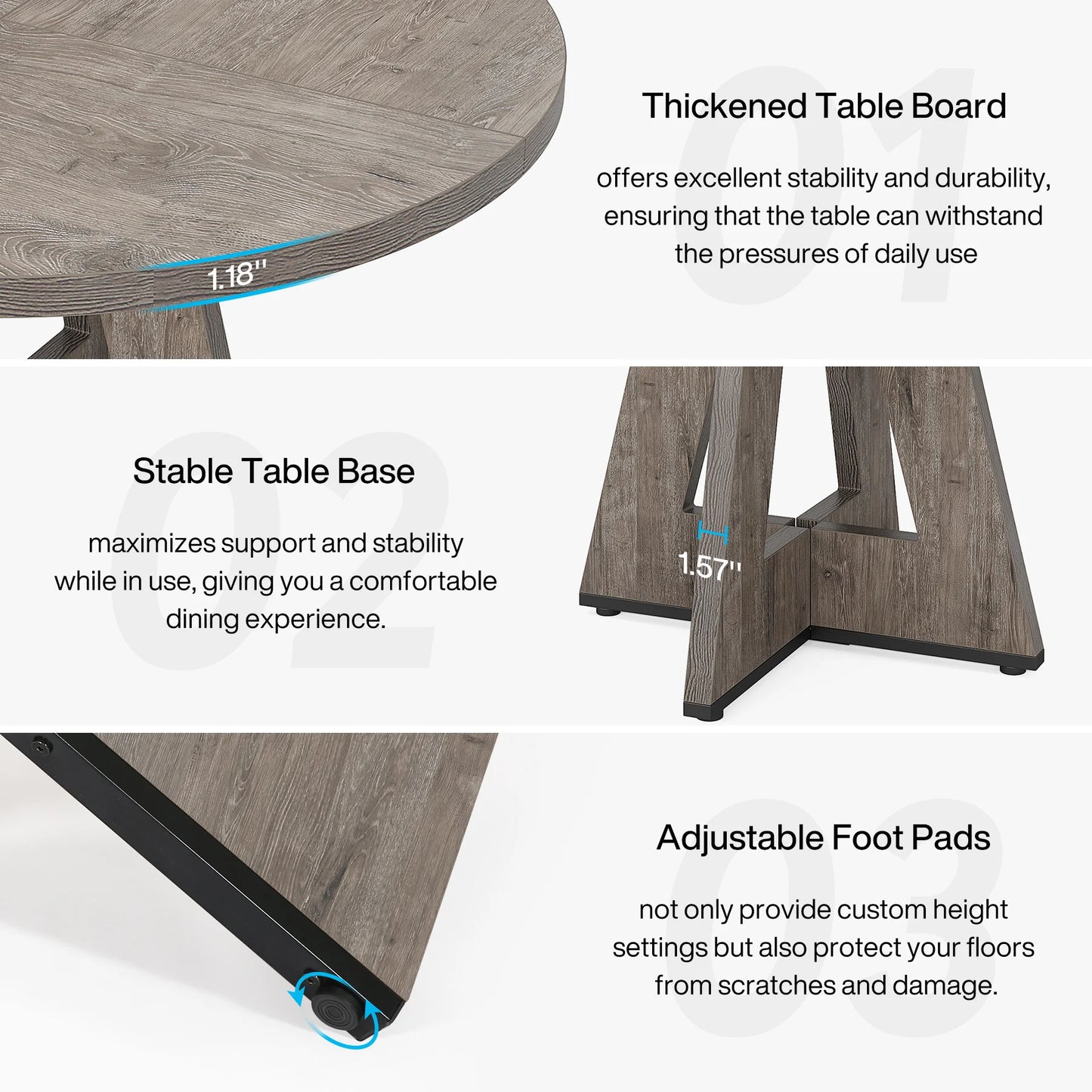 Tribesigns Round Dining Table For Four Farmhouse Kitchen