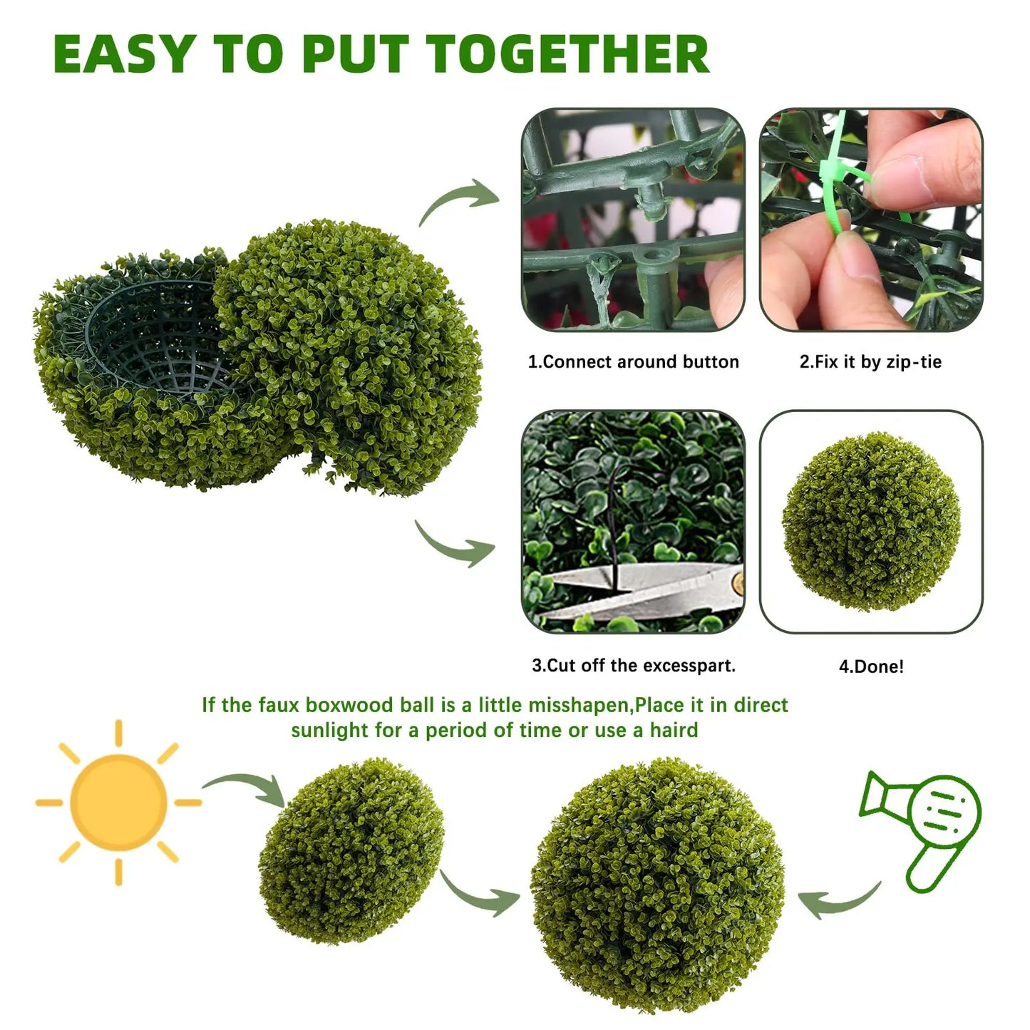 StudysetCN Artificial Topiary Balls Outdoor Set Of 2