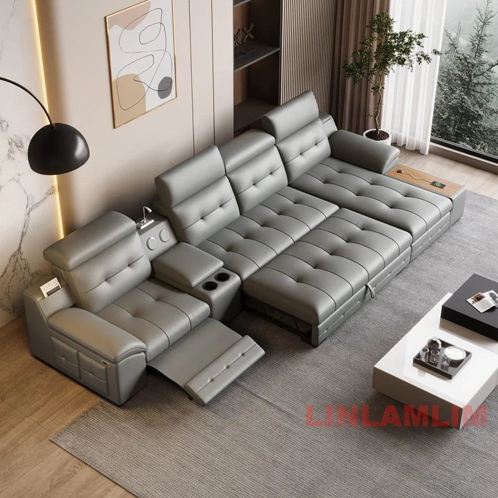 Linlamlim Electric Reclining Sectional Sofa Bed With Cup Holder